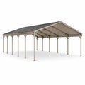 Abri double en acier beige et anthracite avec toit rigide à double pente, 900 × 600 × 320 cm