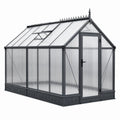 Serre de jardin en aluminium anthracite et polycarbonate translucide, 310 × 250 × 250 cm, avec porte et lucarne