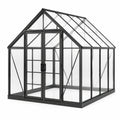 Serre de jardin en aluminium noir avec panneaux transparents et double porte, 190 × 190 × 195 cm