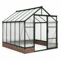 Serre de jardin 190 × 250 × 210 cm en aluminium vert et polycarbonate translucide avec porte battante