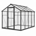 Serre de jardin en aluminium anthracite et polycarbonate translucide, 190 × 190 × 195 cm