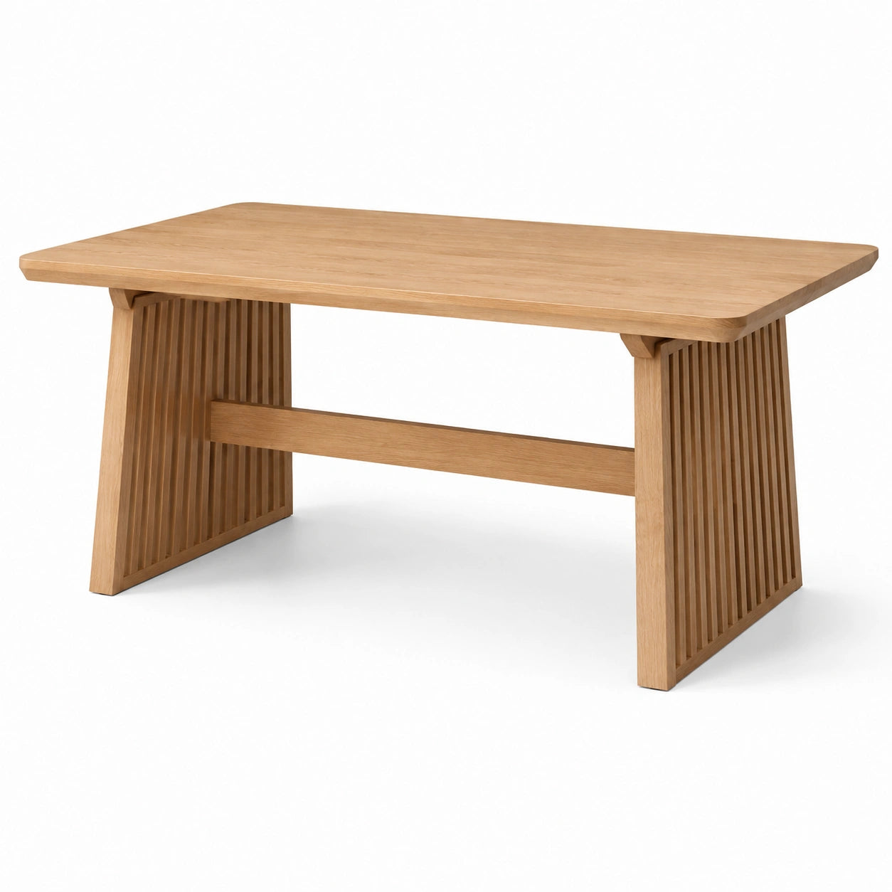 Table à manger rectangulaire en bois naturel avec piètement ajouré, 160 × 80 × 75 cm