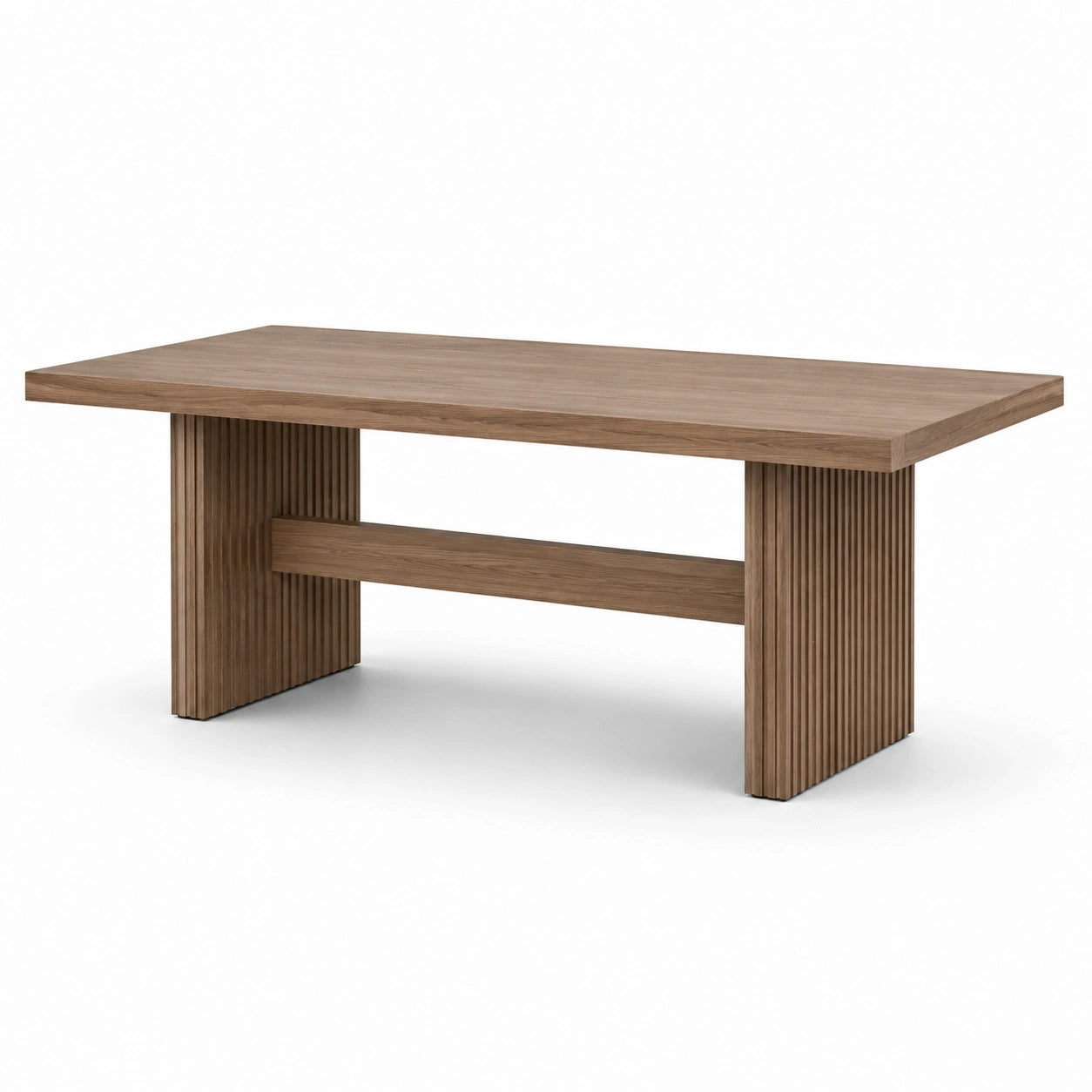 Table à manger rectangulaire brun noyer avec piètement rainuré, 180 × 90 × 75 cm