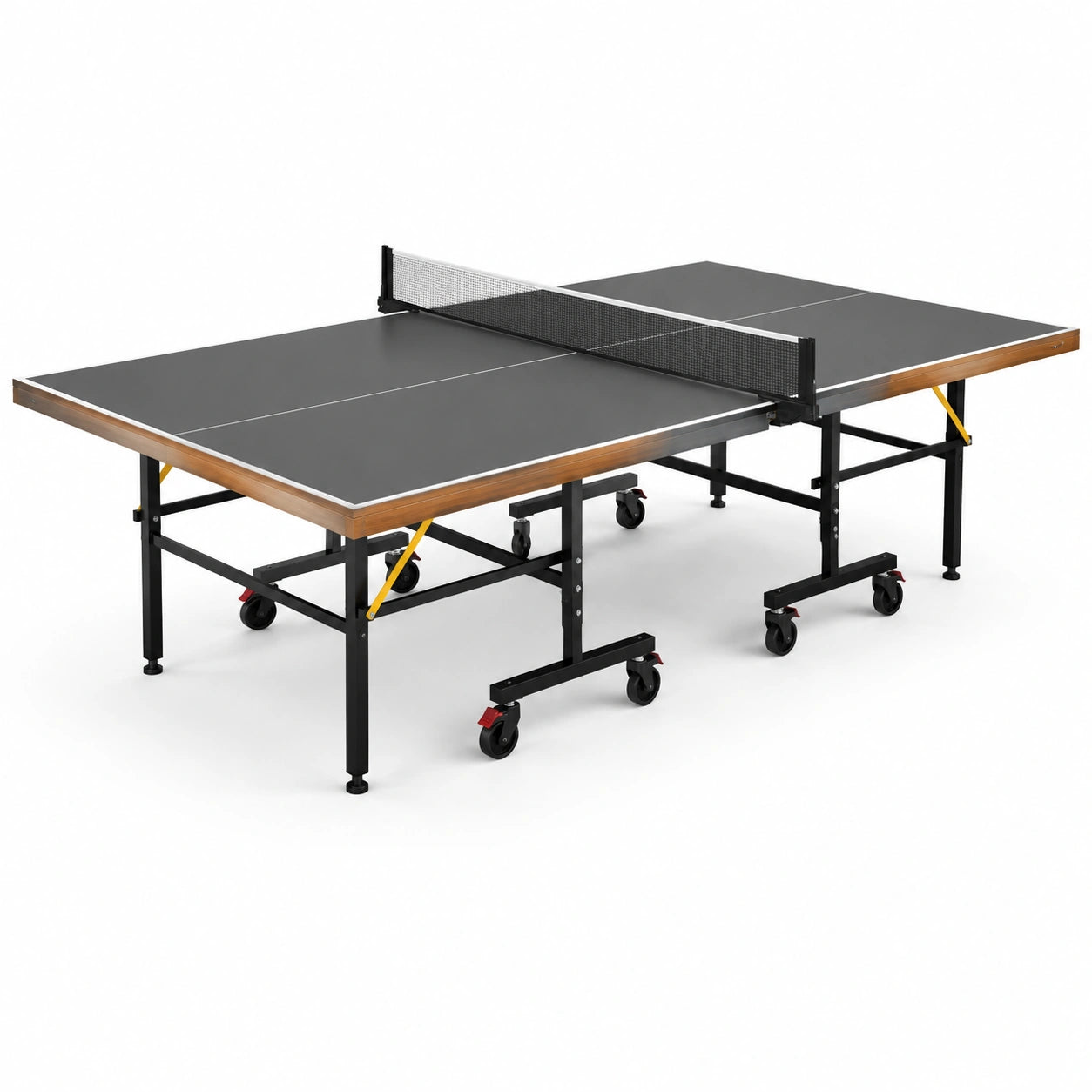 Table de tennis de table pliable sur roulettes, plateau composite anthracite, structure en acier, 274 × 152,5 × 76 cm