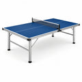Table de tennis de table bleue avec structure métallique et filet, 274 × 152,5 × 76 cm