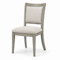 Chaise rembourrée en bois gris et tissu beige, 48 × 55 × 92 cm, style classique contemporain