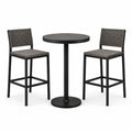 Ensemble 3 pièces avec table ronde Ø 70 × 95 cm et 2 chaises hautes 46 × 50 × 105 cm, gris anthracite et noir