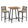 Ensemble de bar 3 pièces avec table haute 80 × 80 × 100 cm et 2 chaises 46 × 50 × 108 cm, noir, brun et beige