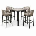 Ensemble de bar de jardin 5 pièces avec table haute 100 × 100 × 105 cm et 4 tabourets, taupe, noir et gris béton