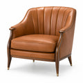 Fauteuil rétro effet cuir marron cognac 84 × 82 × 90 cm avec pieds en bois foncé