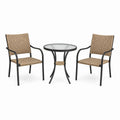 Ensemble de jardin 3 pièces avec table ronde Ø 60 × 71 cm et 2 fauteuils 56 × 60 × 86 cm, beige, noir et transparent